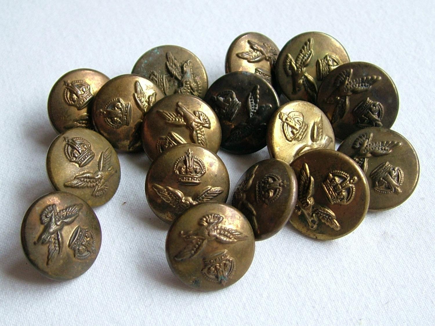 Vintage Brass RAF Button Dia 23mm Kings Crown 