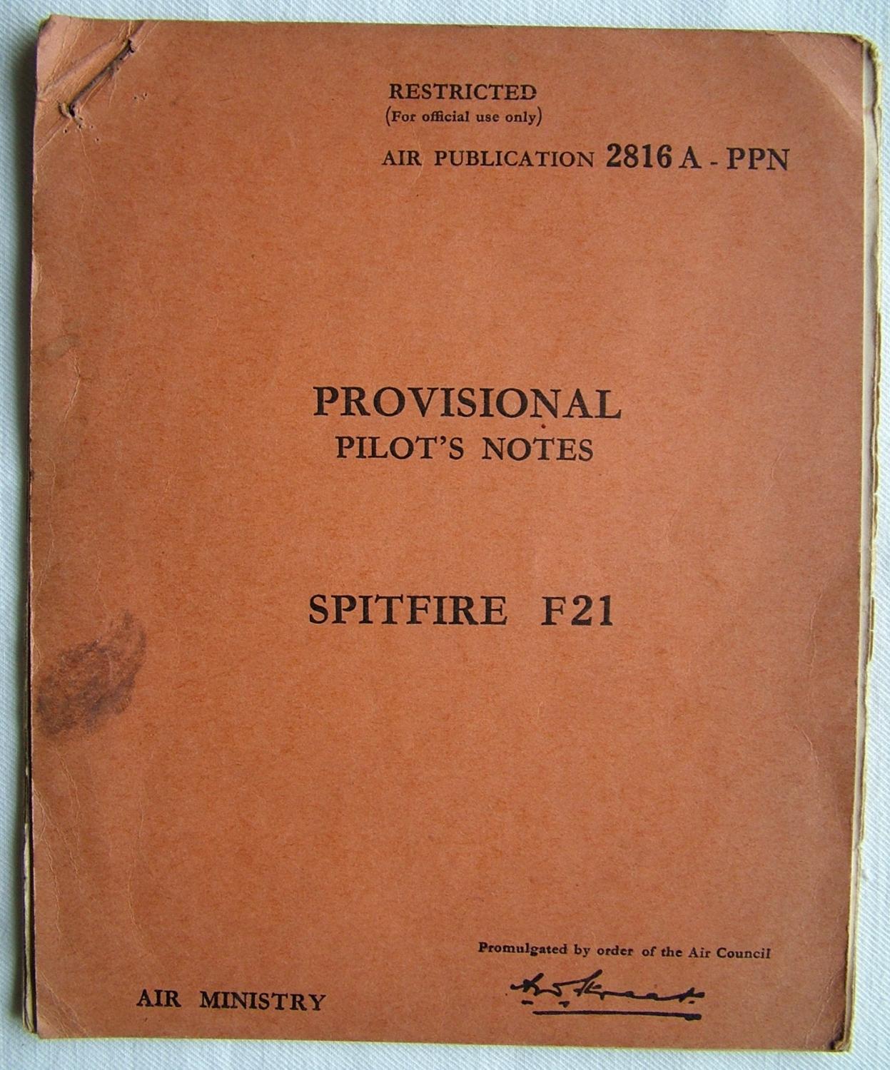 RAF Provisional Pilot's Notes : Spitfire F21