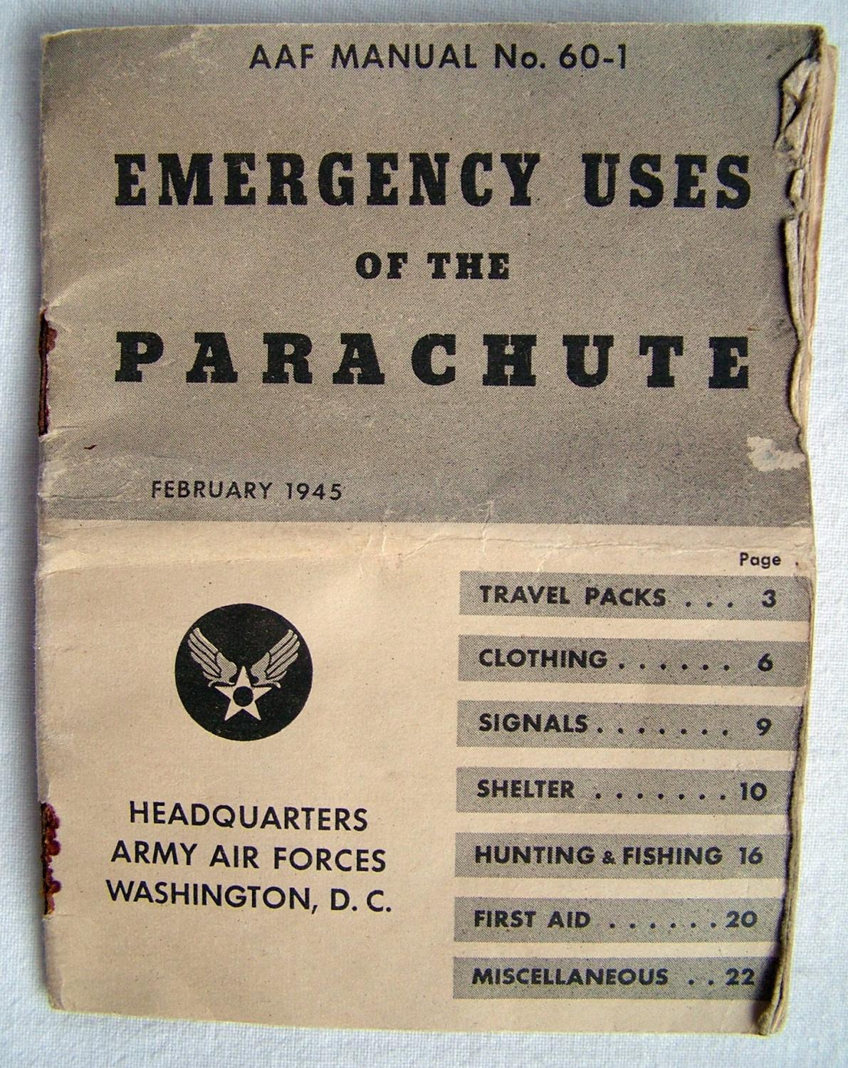 USAAF Emergency Uses Parachute Booklet