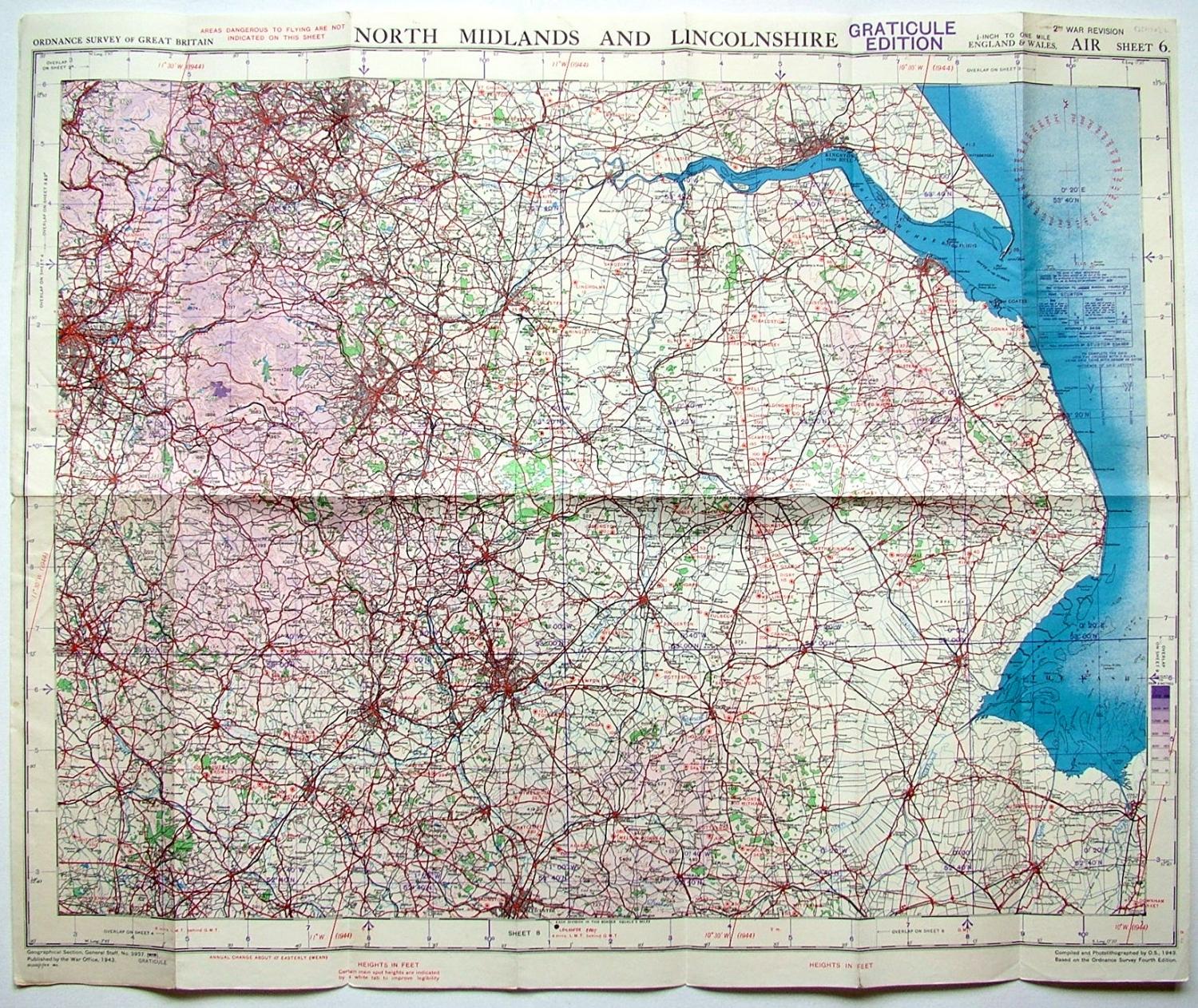 RAF Flight Map - North Midlands & Lincs.