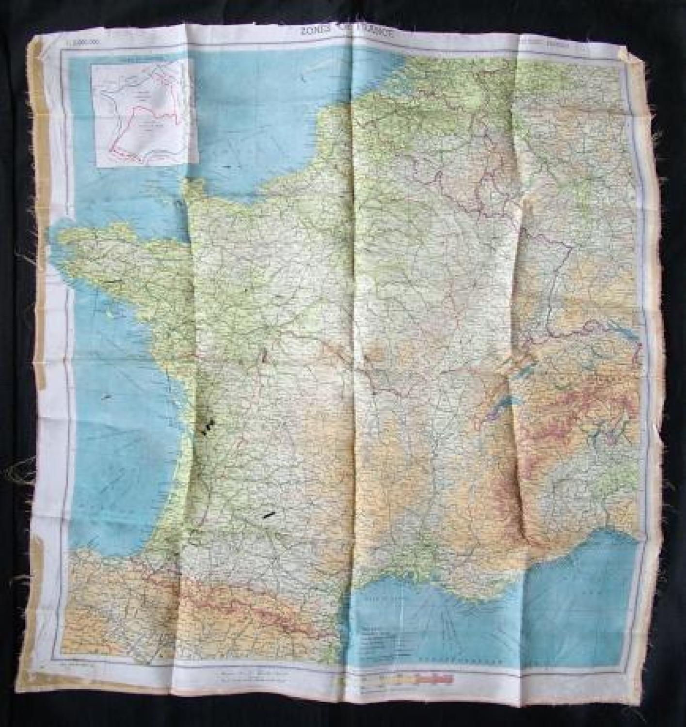 RAF Escape & Evasion Map - Zones of France