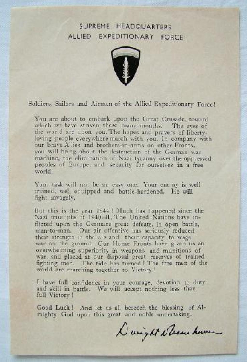 Original Eisenhower D-Day Message