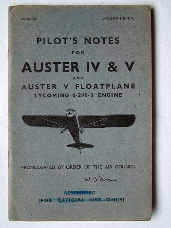 RAF Pilot's Notes - Auster IV,V,VI Floatplane