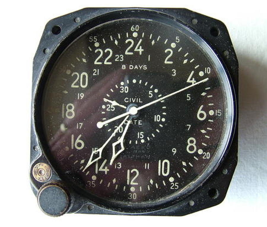 USN Civil Date Indicator Aeronautical Clock