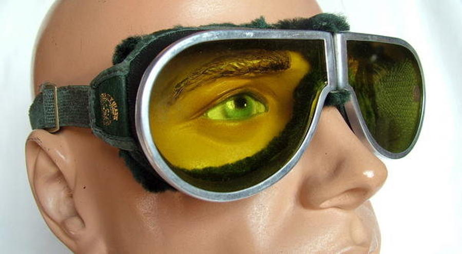 Early Triplex Flying Goggles, Cased