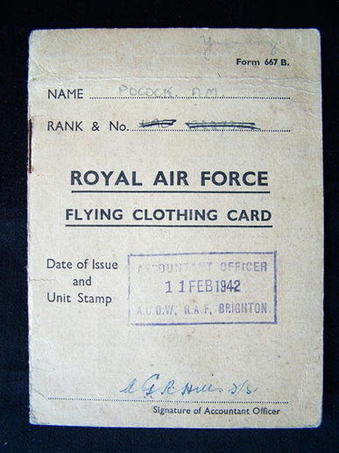 RAF Flying Clothing Card