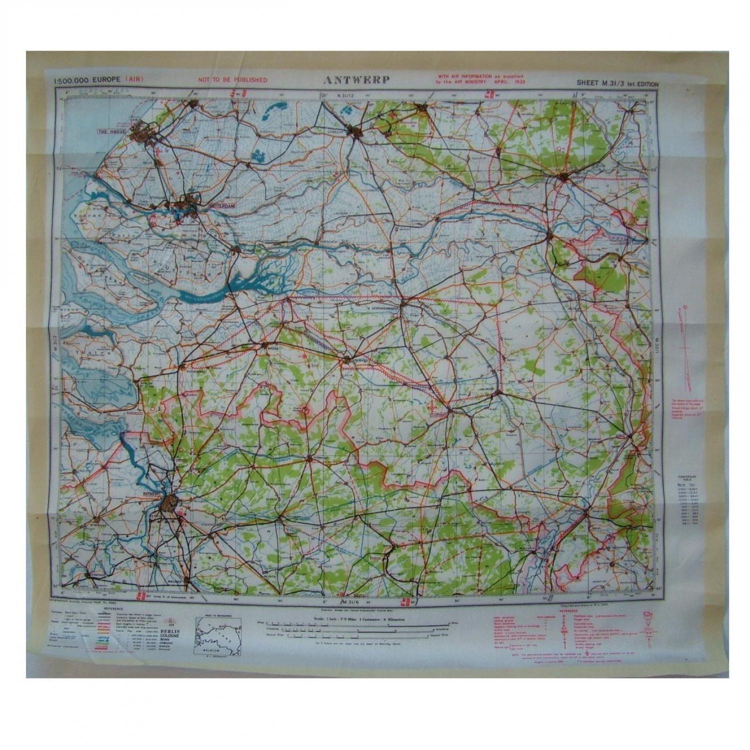 RAF Escape & Evasion Map - Antwerp