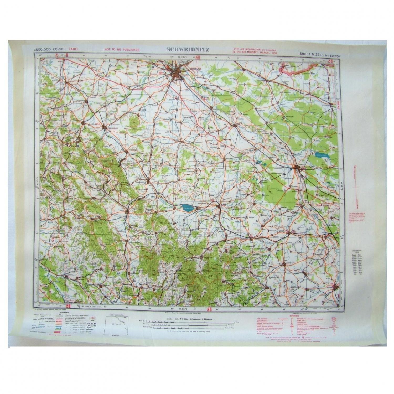 RAF Escape & Evasion Map - Schweidnitz