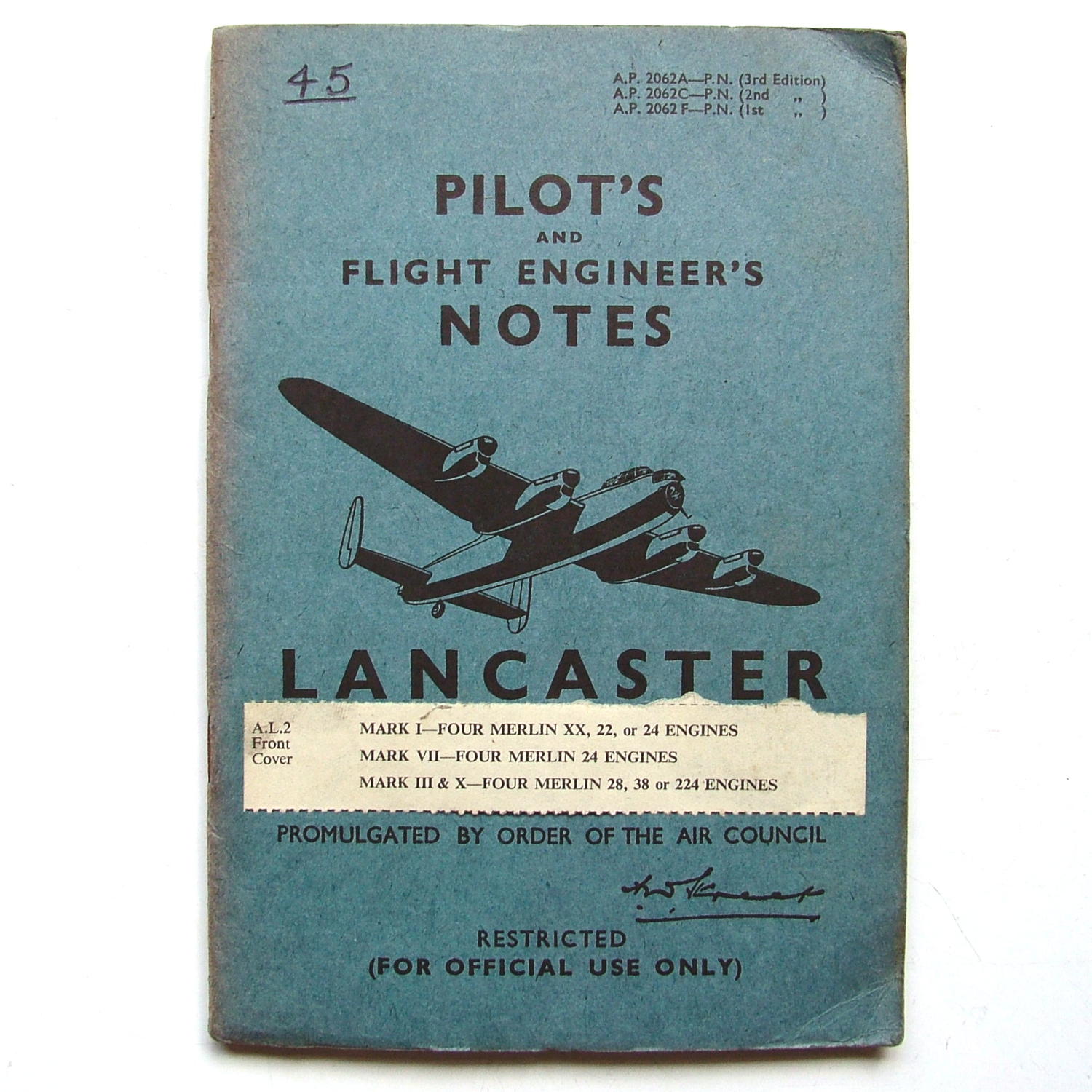 RAF Pilot's notes - Lancaster I, III, VII, X