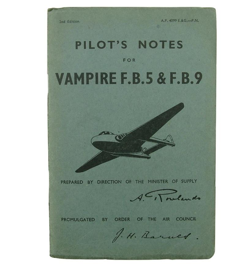RAF pilot's notes - Vampire F.B.5 & F.B.9