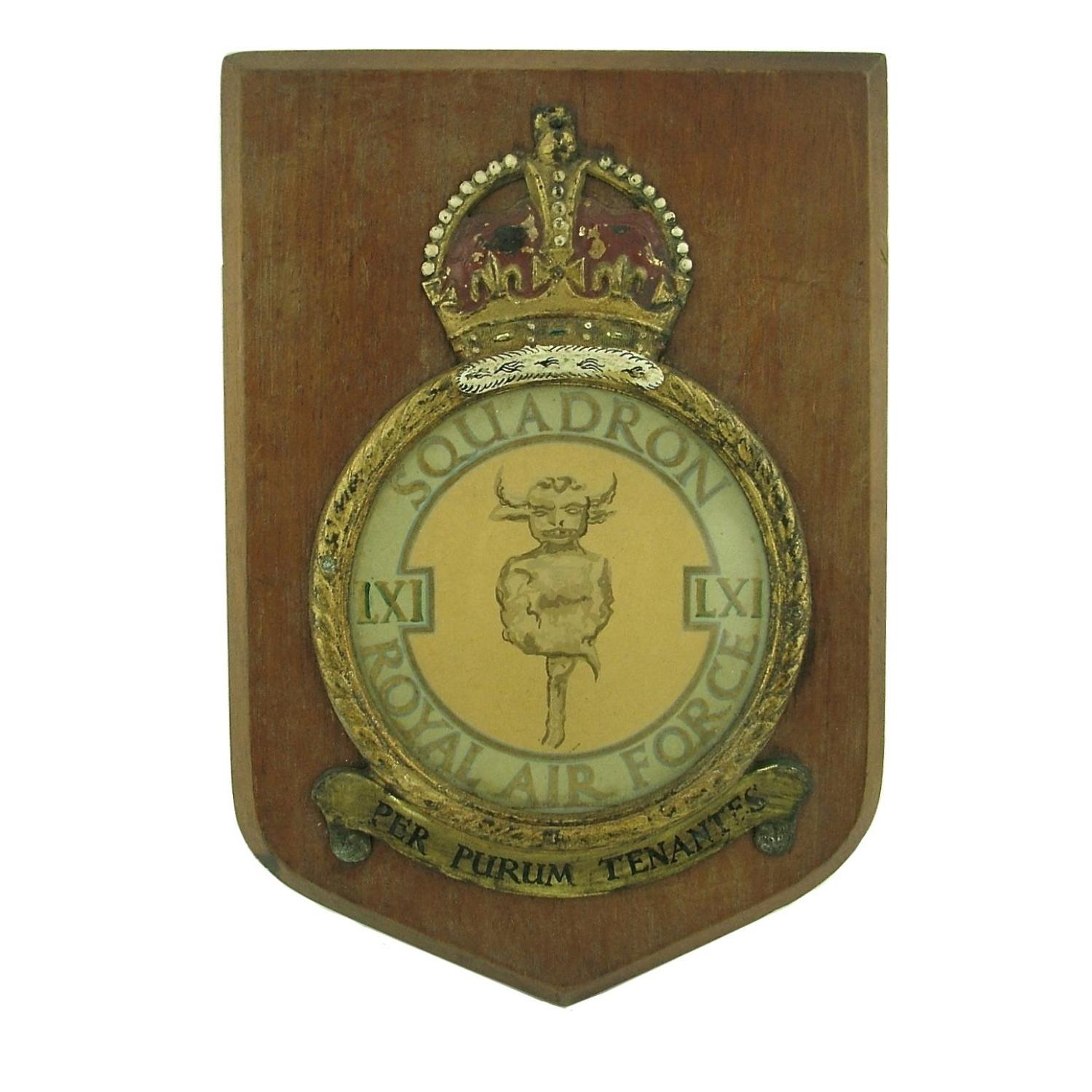 RAF 61 Squadron plaque