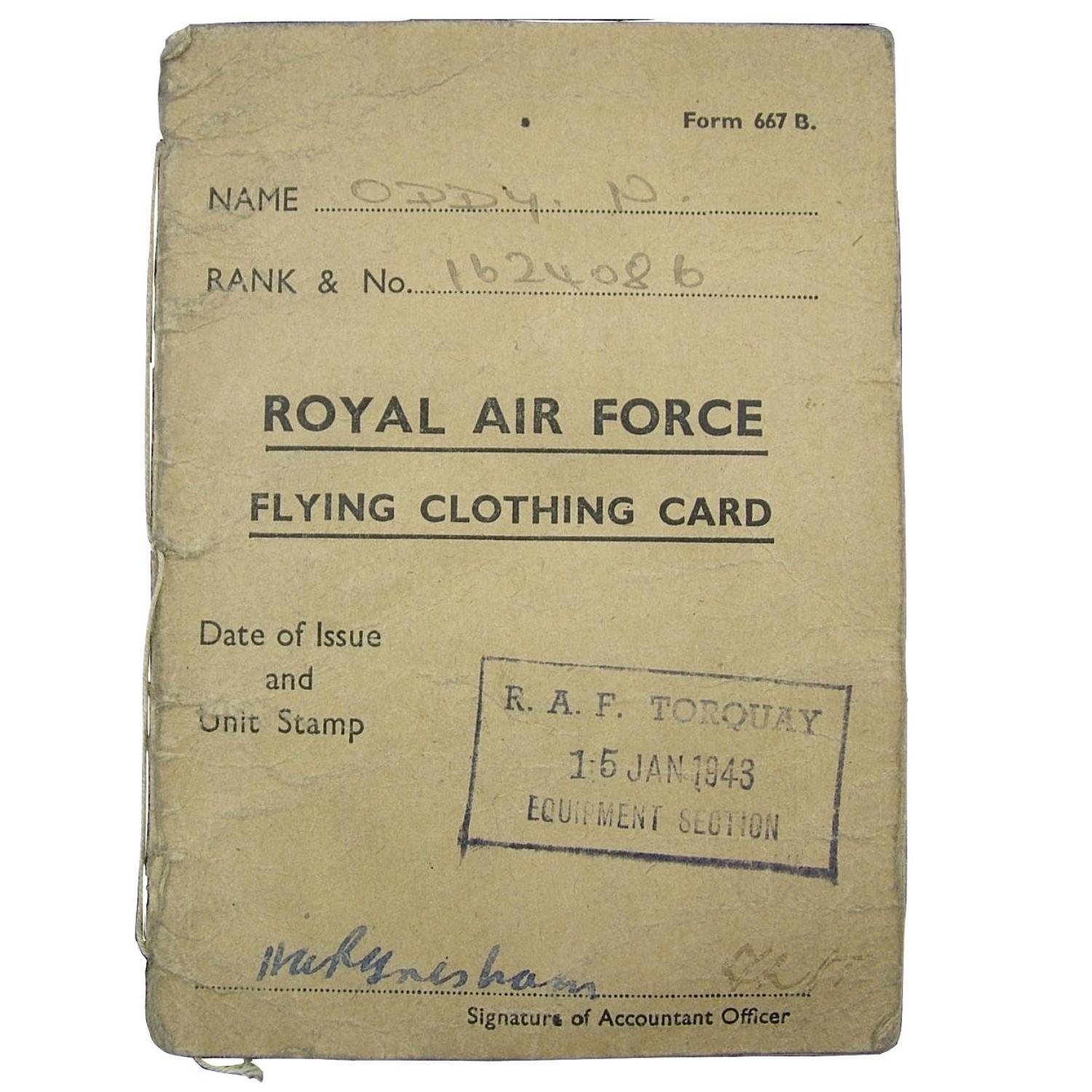 RAF flying clothing card