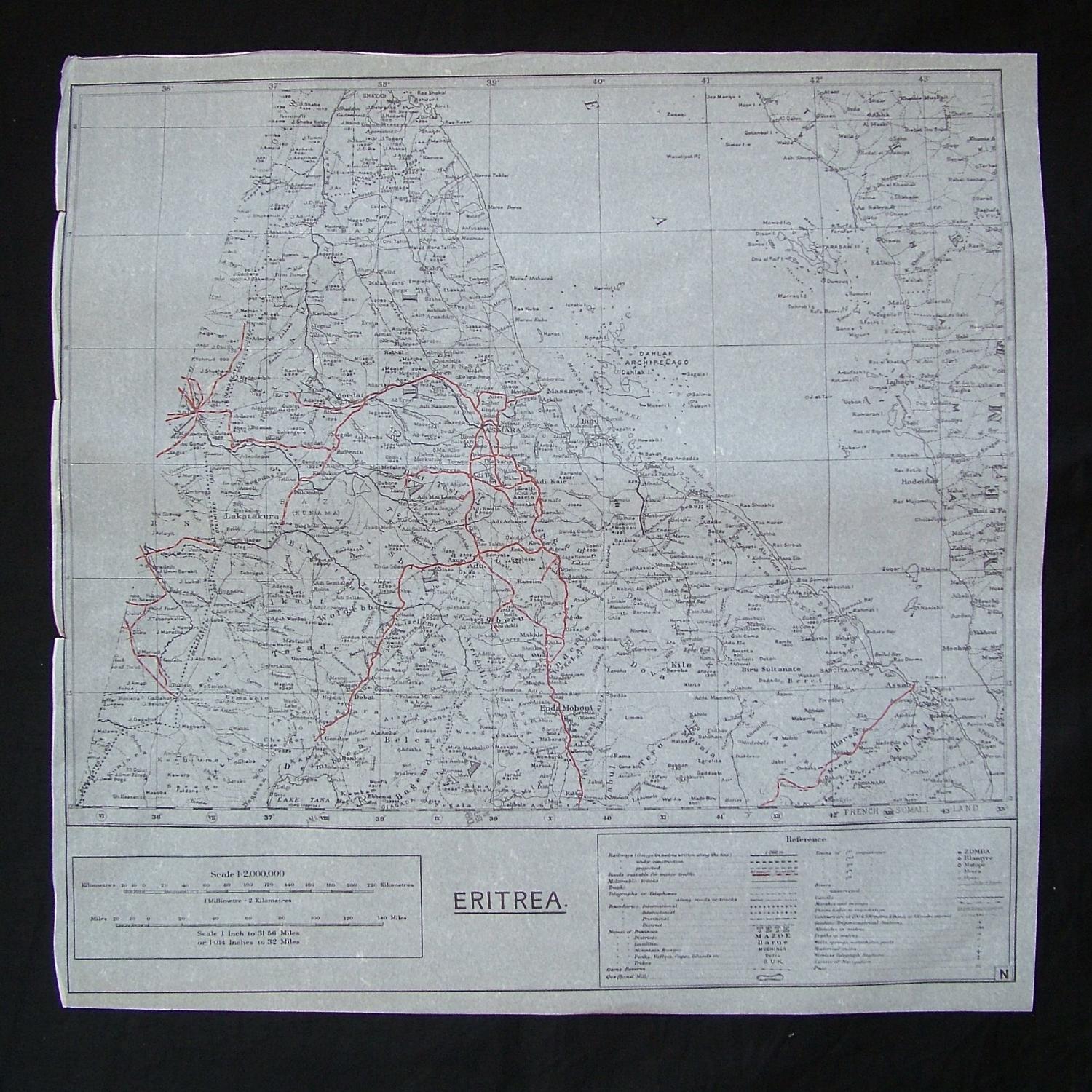 RAF tissue paper escape map - Eritrea