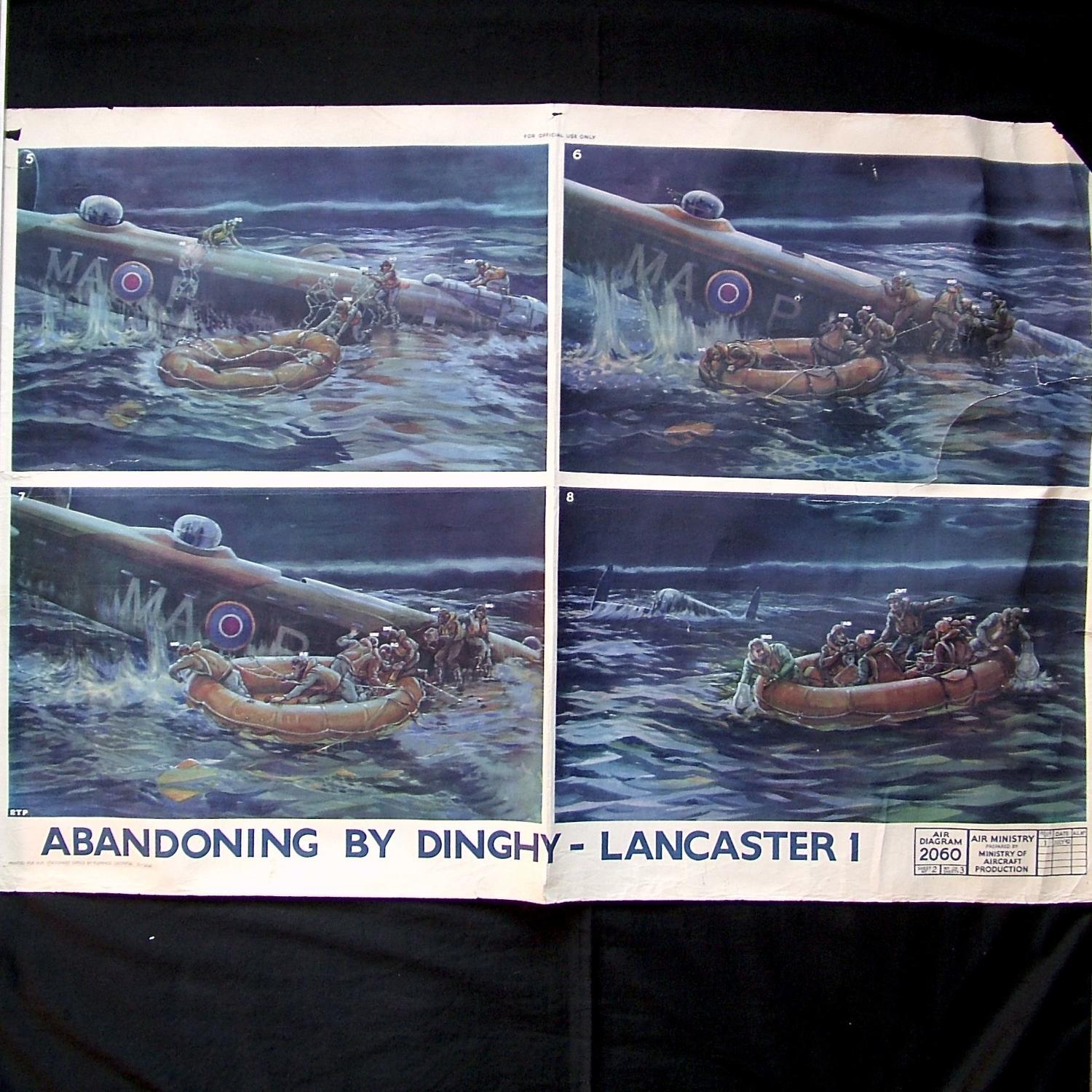 RAF poster - Lancaster I : abandoning by dinghy