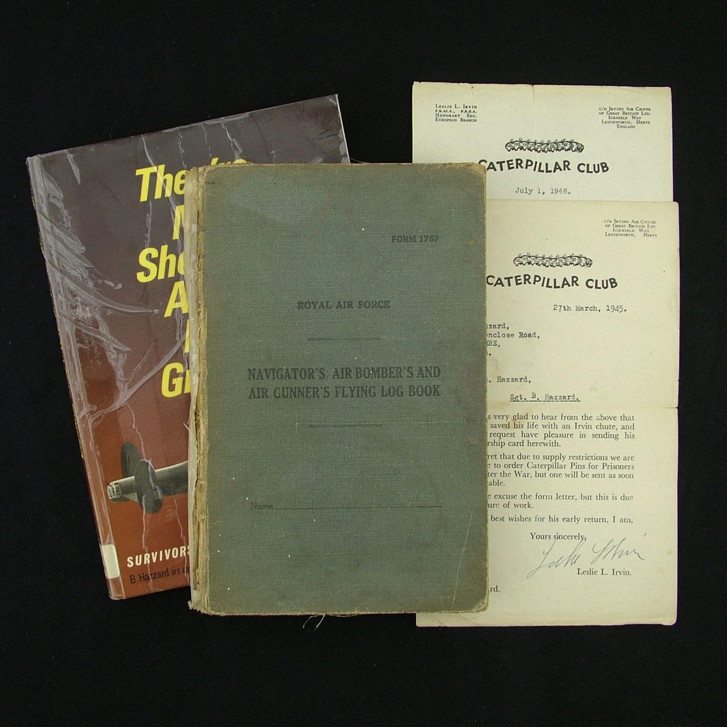 RAF airgunner log book, 640 Squadron, Caterpillar Club