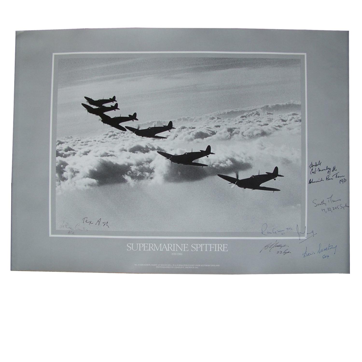 Spitfire 50th anniversary poster - aircrew signed