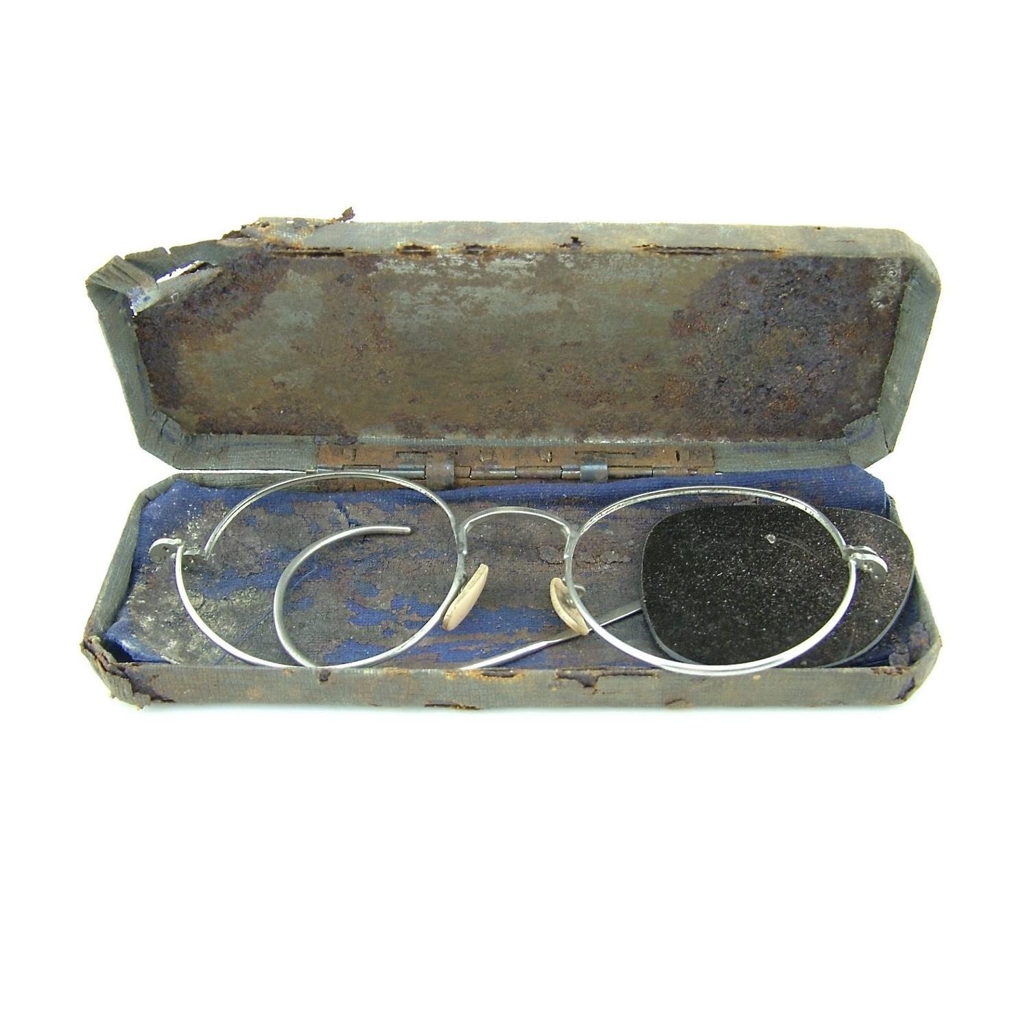 RAF Mk.VIII flying spectacles, cased - Tangmere relic