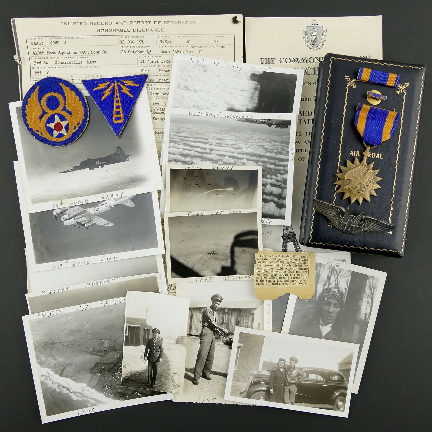 USAAF 8th AAF 94th bomb group air medal grouping