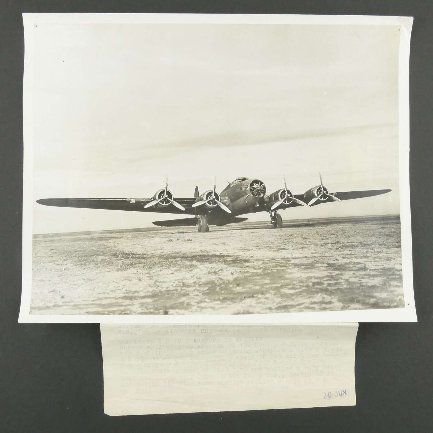 British official photograph - B-17 arrives in Britain