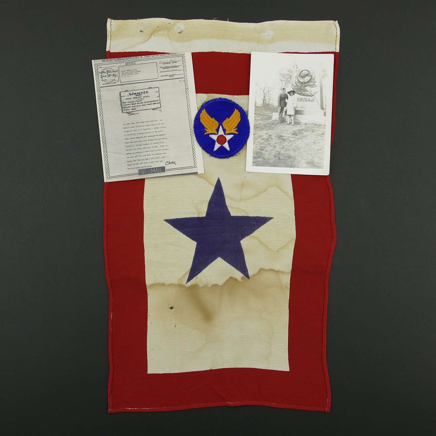 USAAF airman's window flag, patch etc