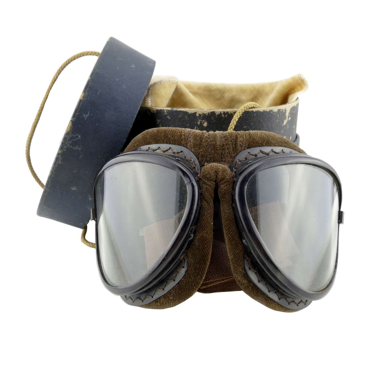 Japanese flying goggles, cased
