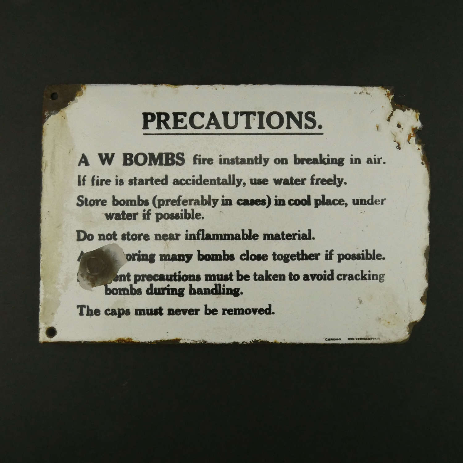 WW2 AW Bombs enamel sign