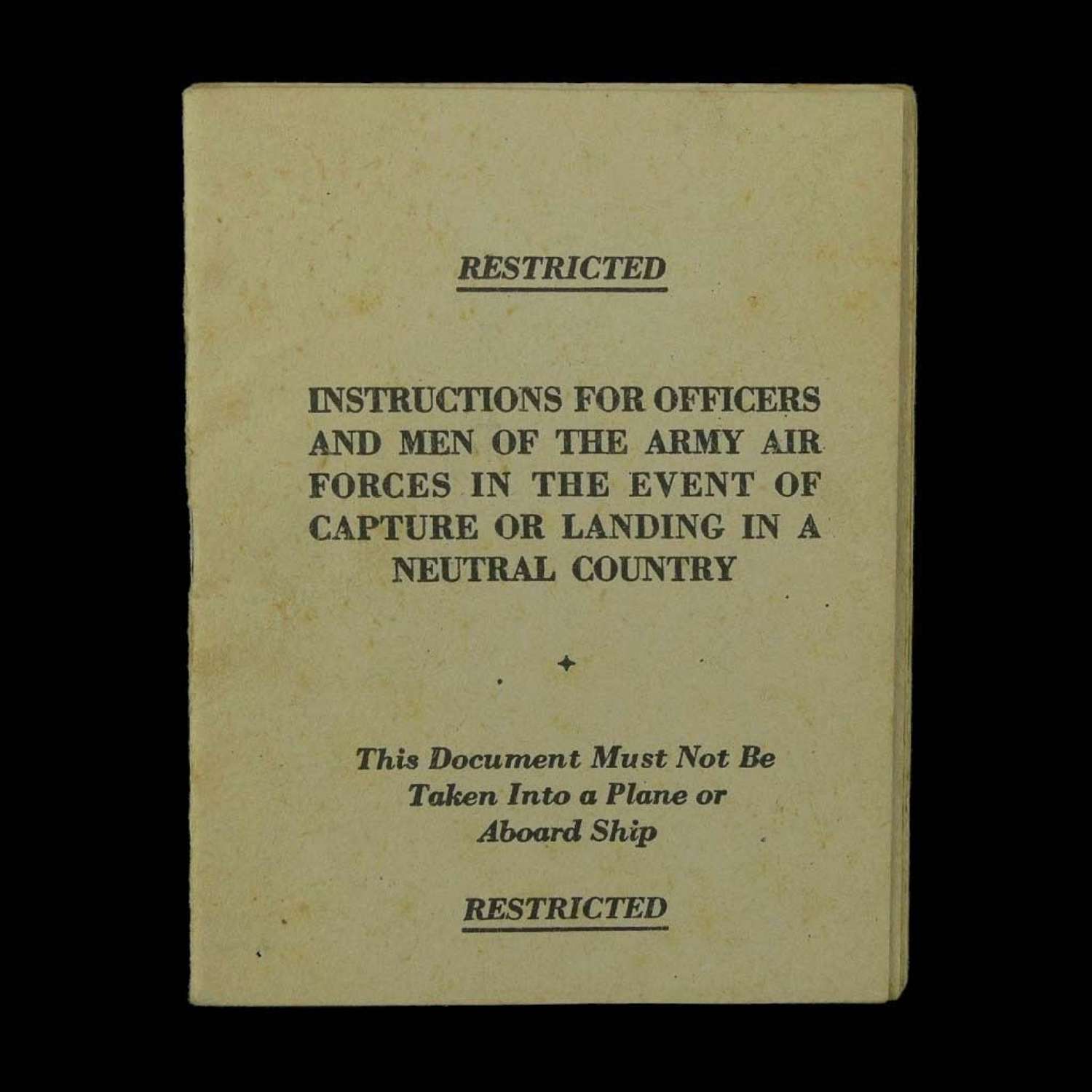 USAAF instructions for aircrew captured/landing in a neutral country