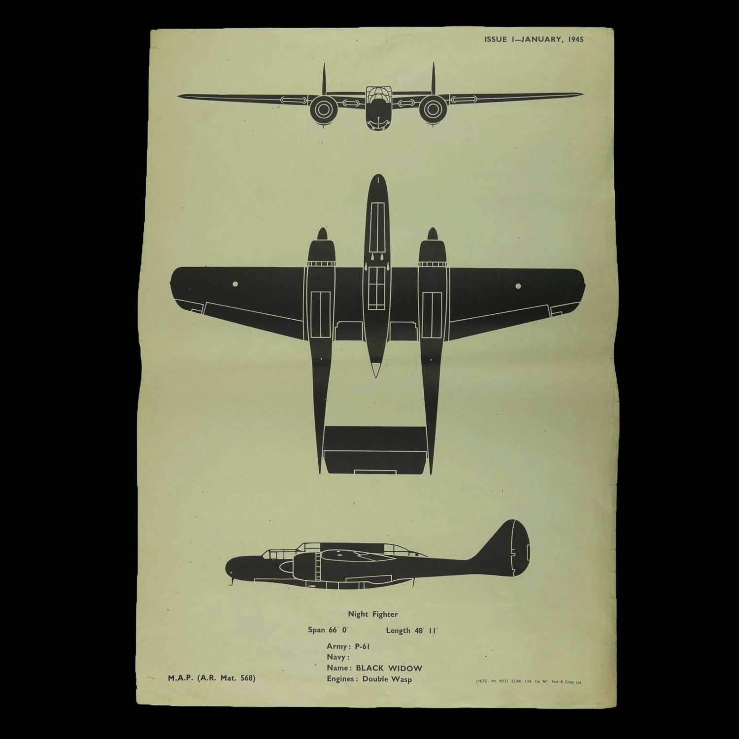 RAF recognition poster - P-61 Black Widow