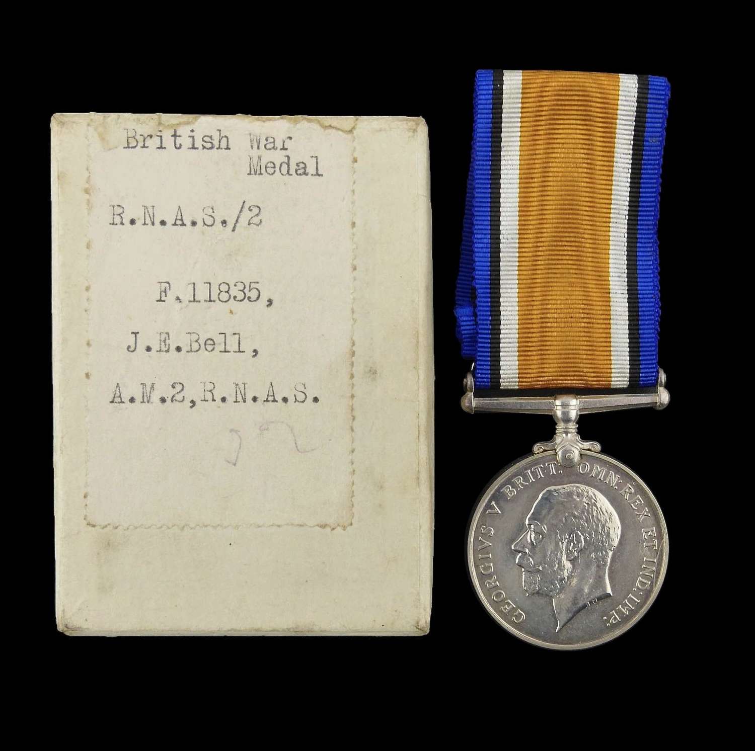 British War medal to J E Bell, RNAS