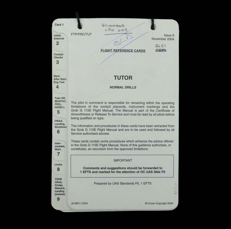 RAF flight reference cards - Tutor