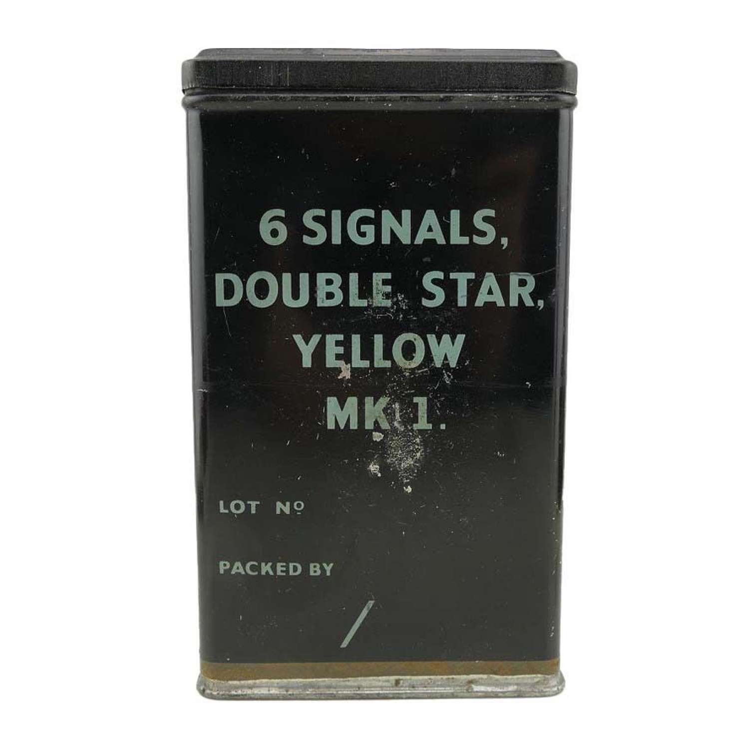 RAF used signal flare tin - Yellow, c.1945