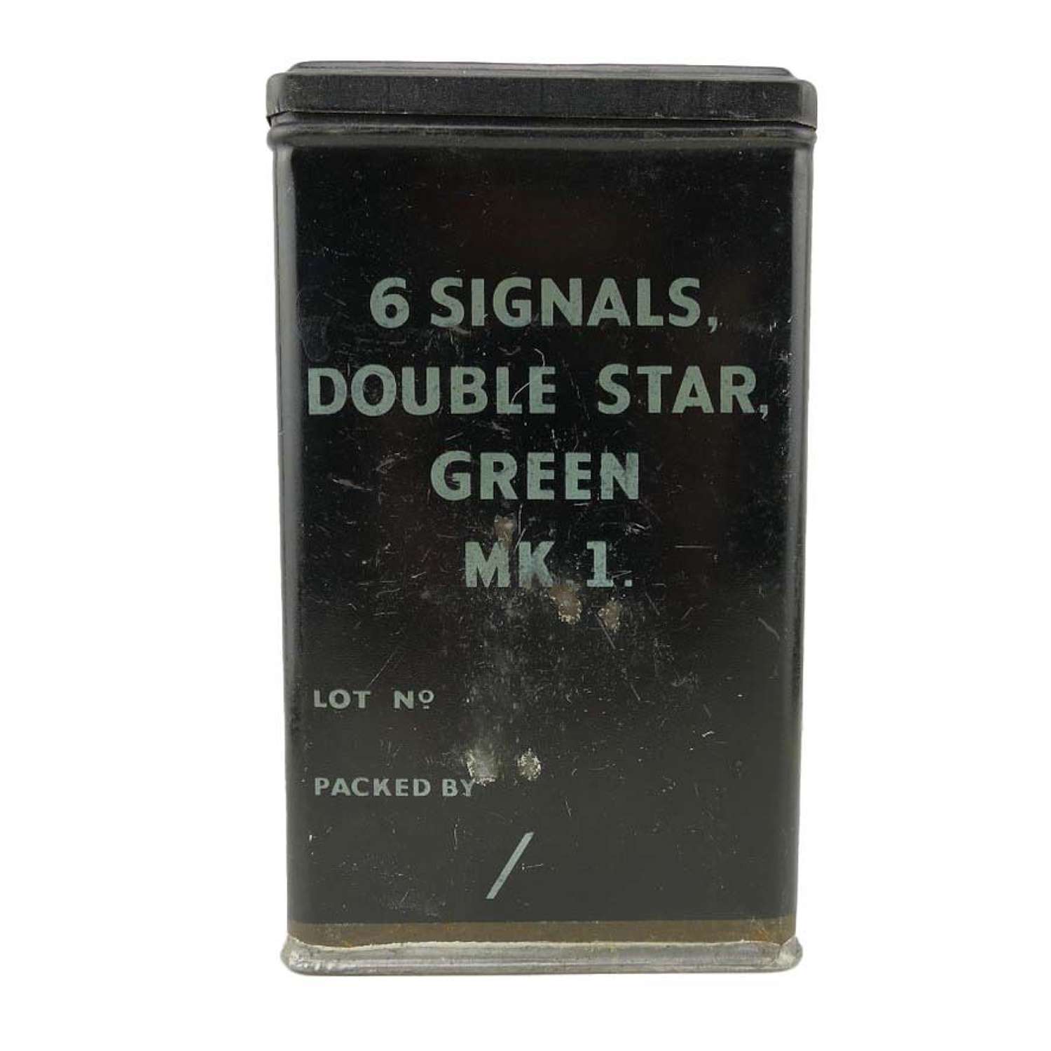 RAF used signal flare tin - Green, c.1945