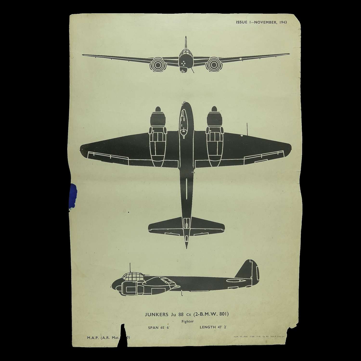 RAF recognition poster - Junkers Ju88 C6