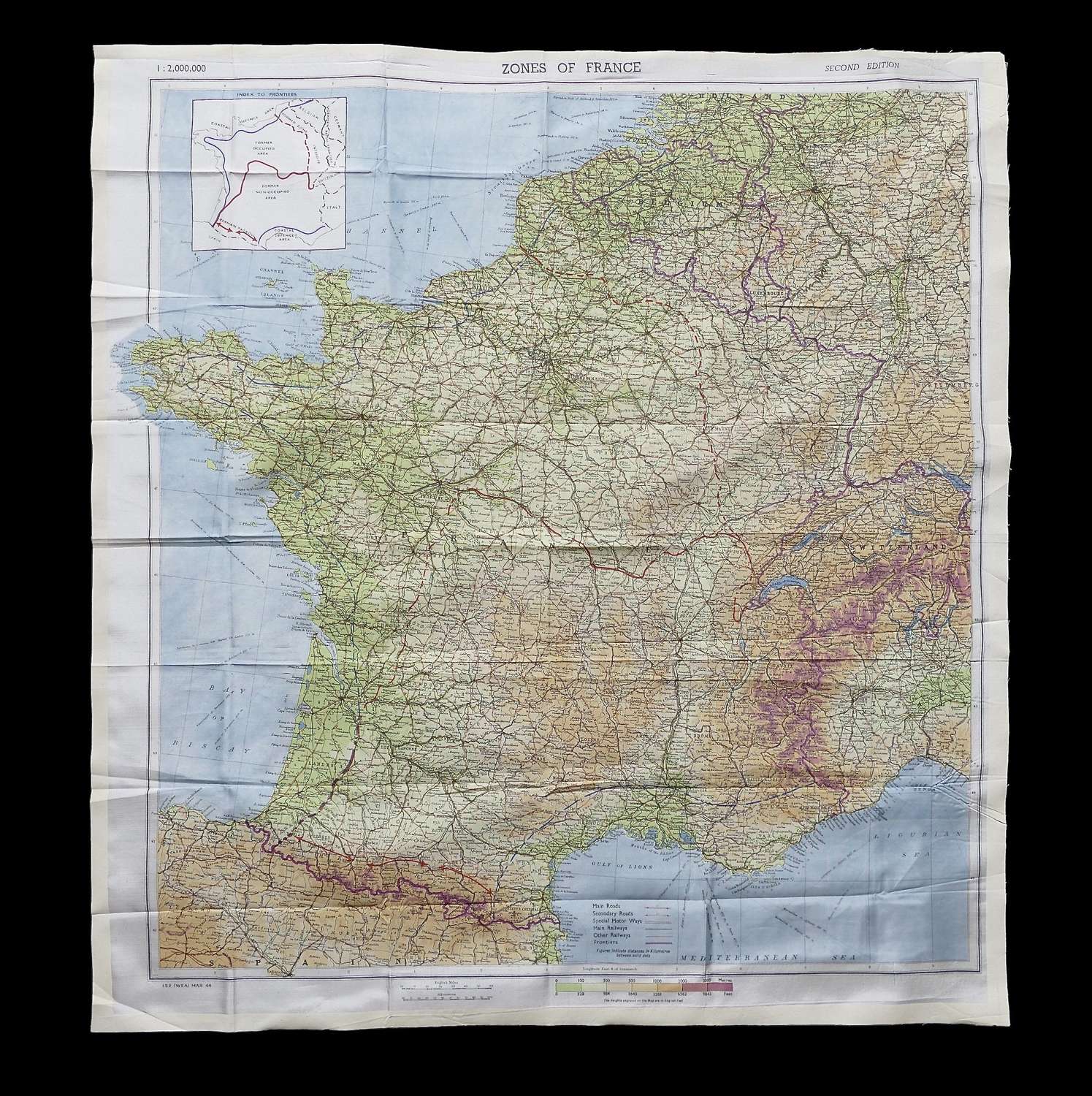 RAF / SOE escape and evasion map - Zones of France