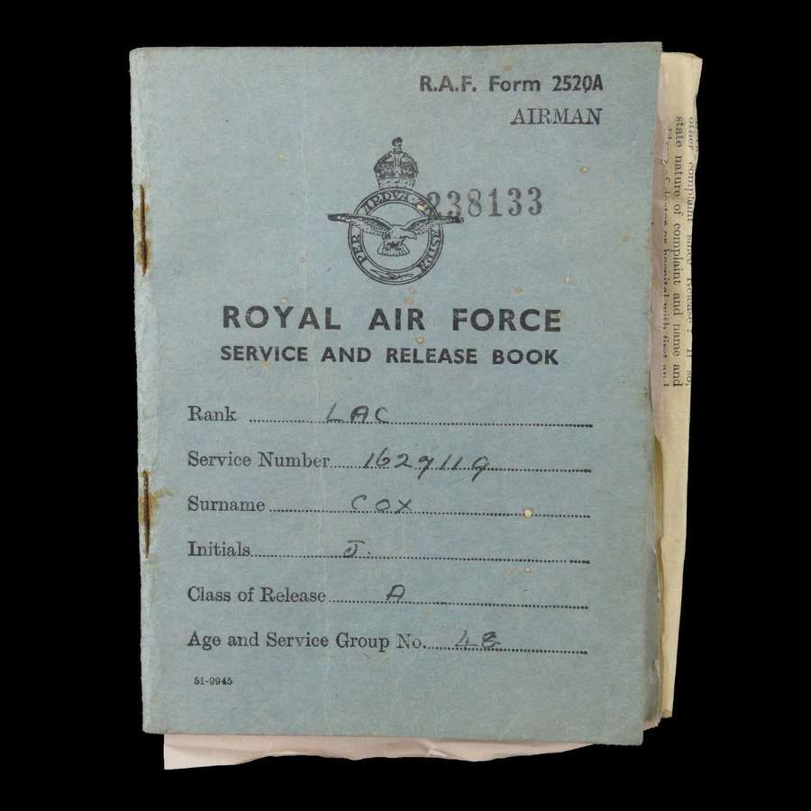 RAF service and release book, J. Cox