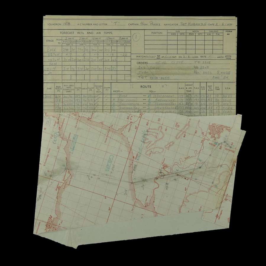 RAF 158 Squadron Navigator's raid charts - Trappes