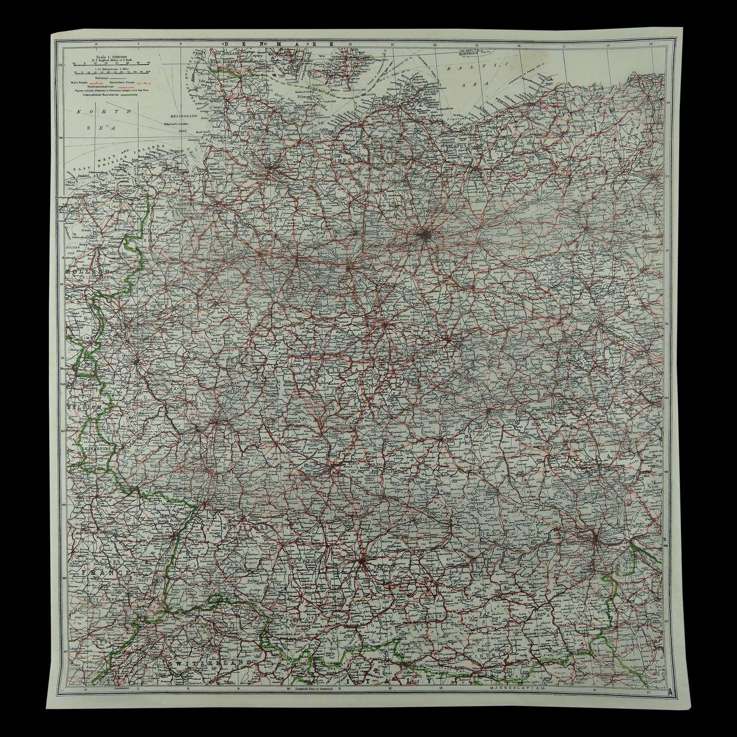 RAF tissue paper escape & evasion map - Germany