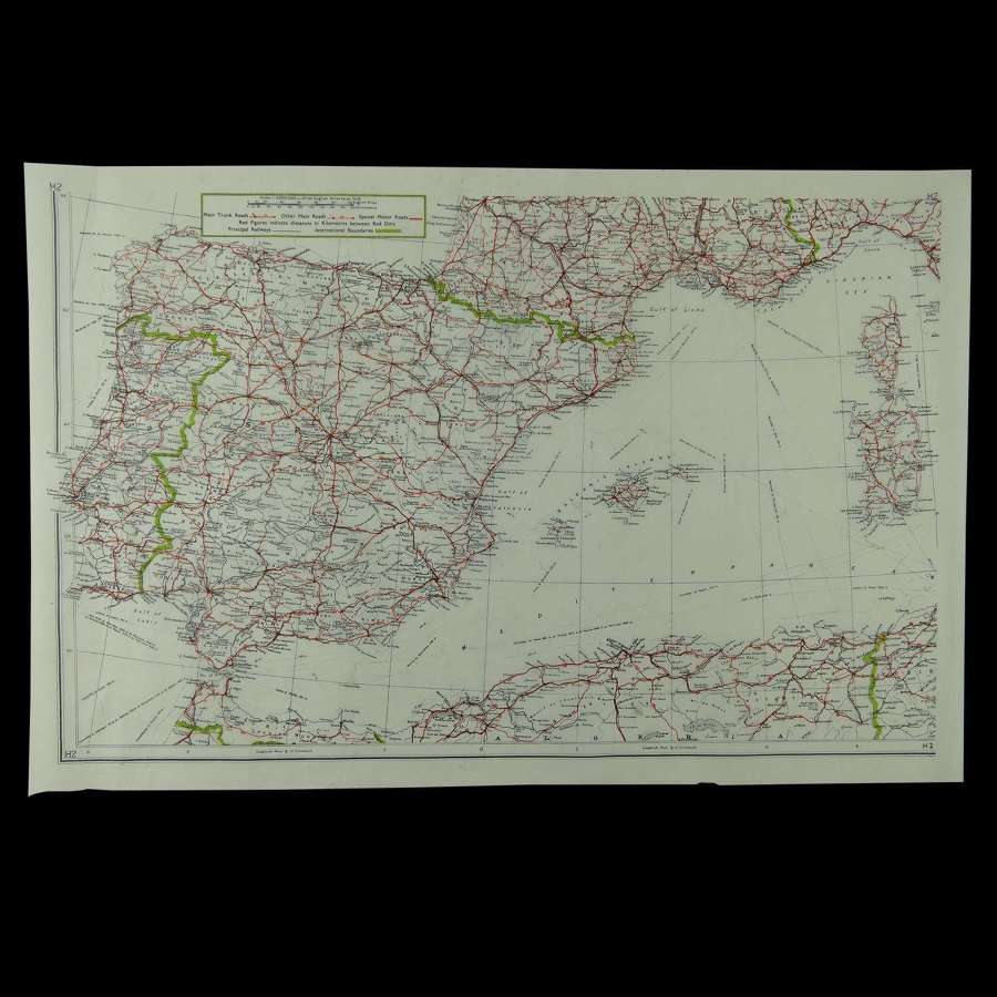 RAF tissue paper escape & evasion map - Spain