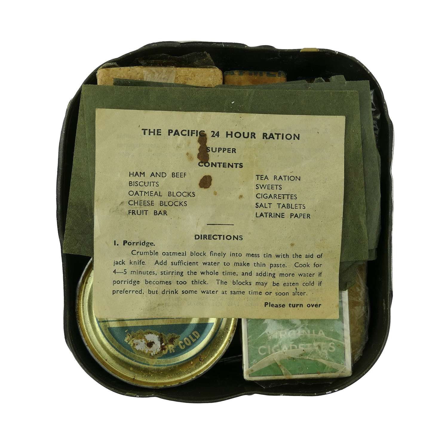 RAF 'used' Pacific 24-Hour Ration - Supper