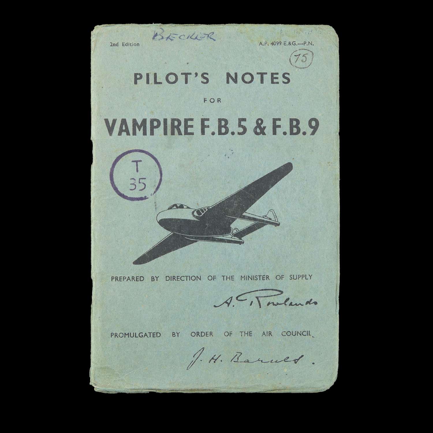 RAF pilot's notes - Vampire F.B.5 & F.B.9