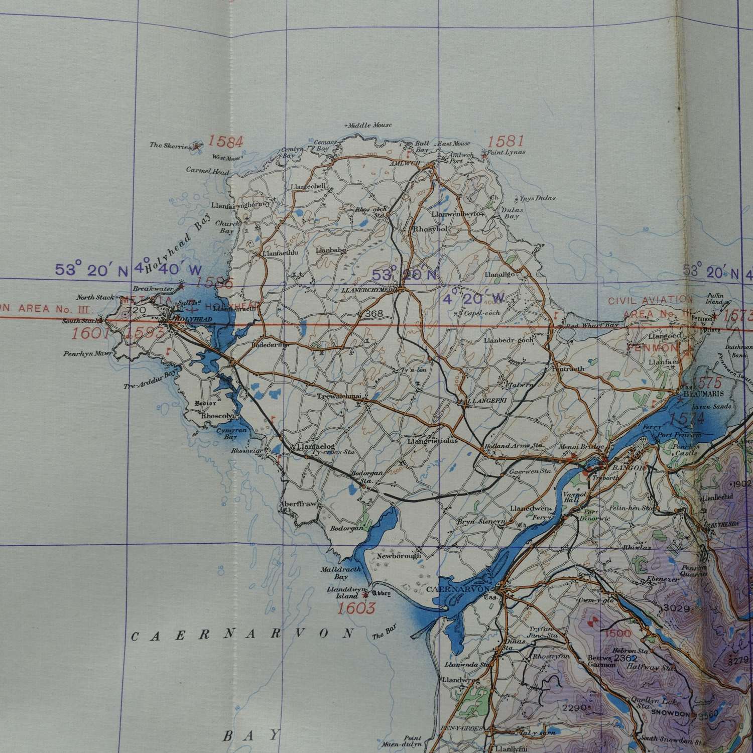 RAF flight map, England, North Wales