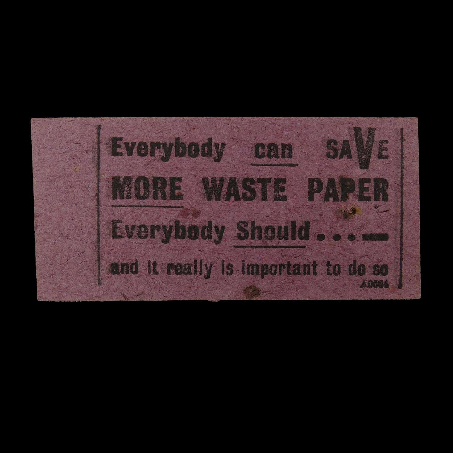 Wartime bus tickets with salvage message