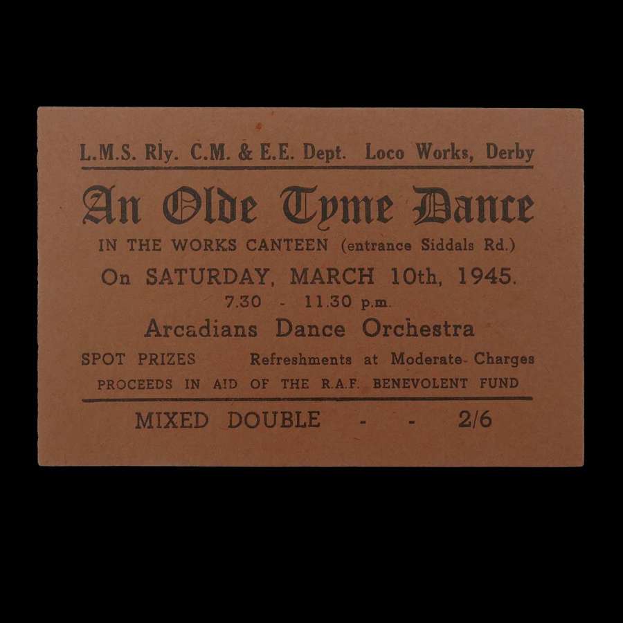 Wartime works canteen dance ticket, 1945