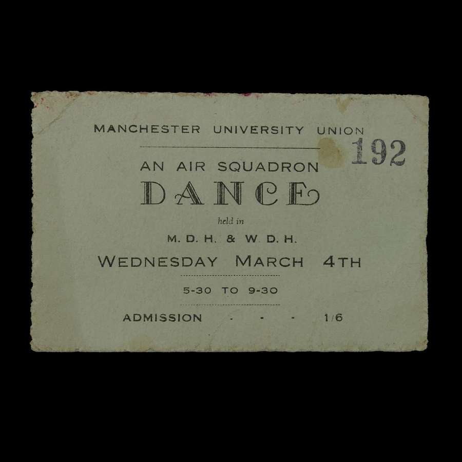 Ticket for an air squadron dance, 1942