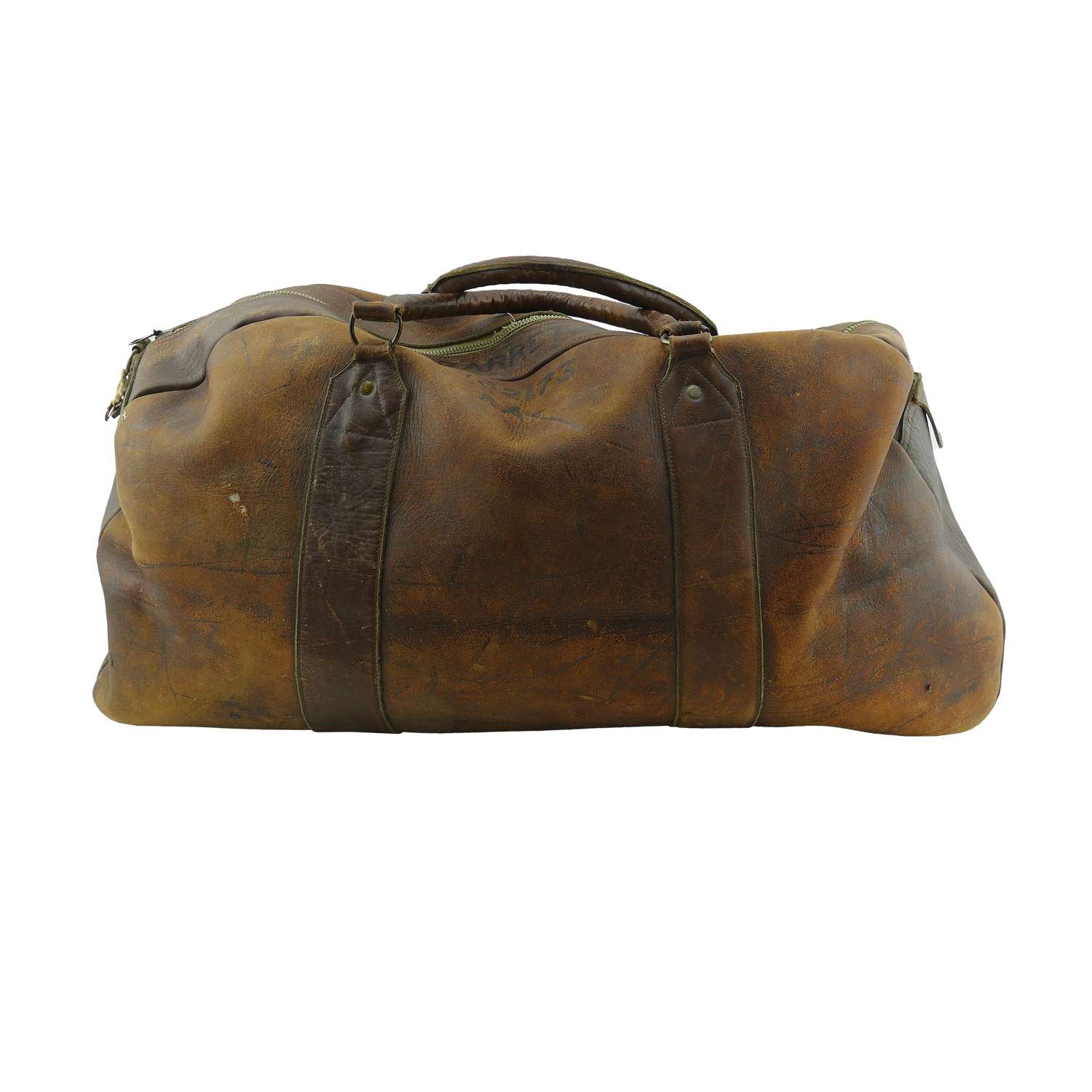 RAF airman's leather 'kit' bag, named