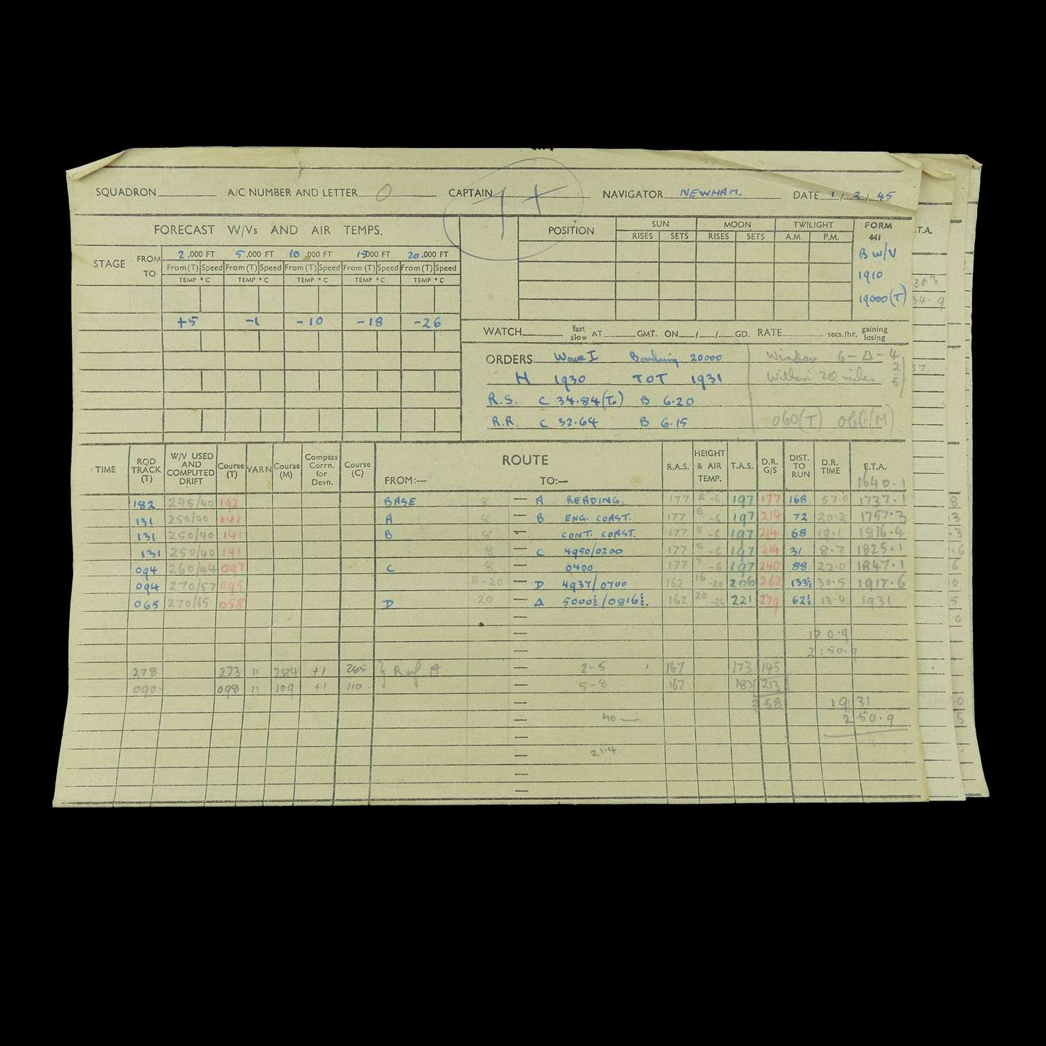 RAF 10 Squadron navigator's raid chart - Mainz