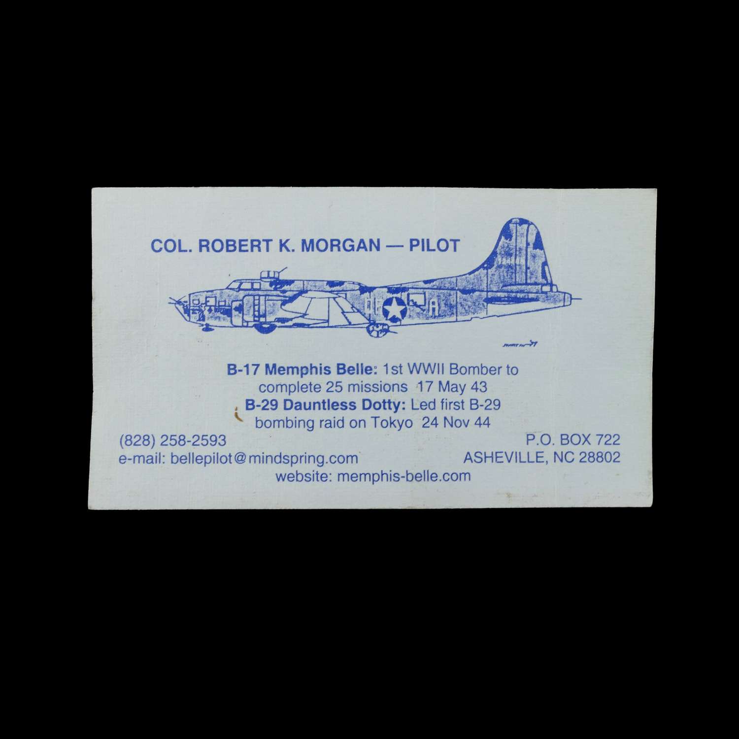 Memphis Belle pilot's calling card