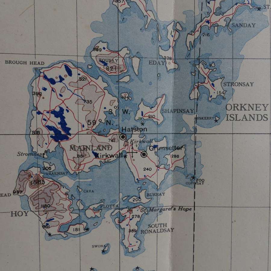 RAF flight map, Orkneys & Shetlands