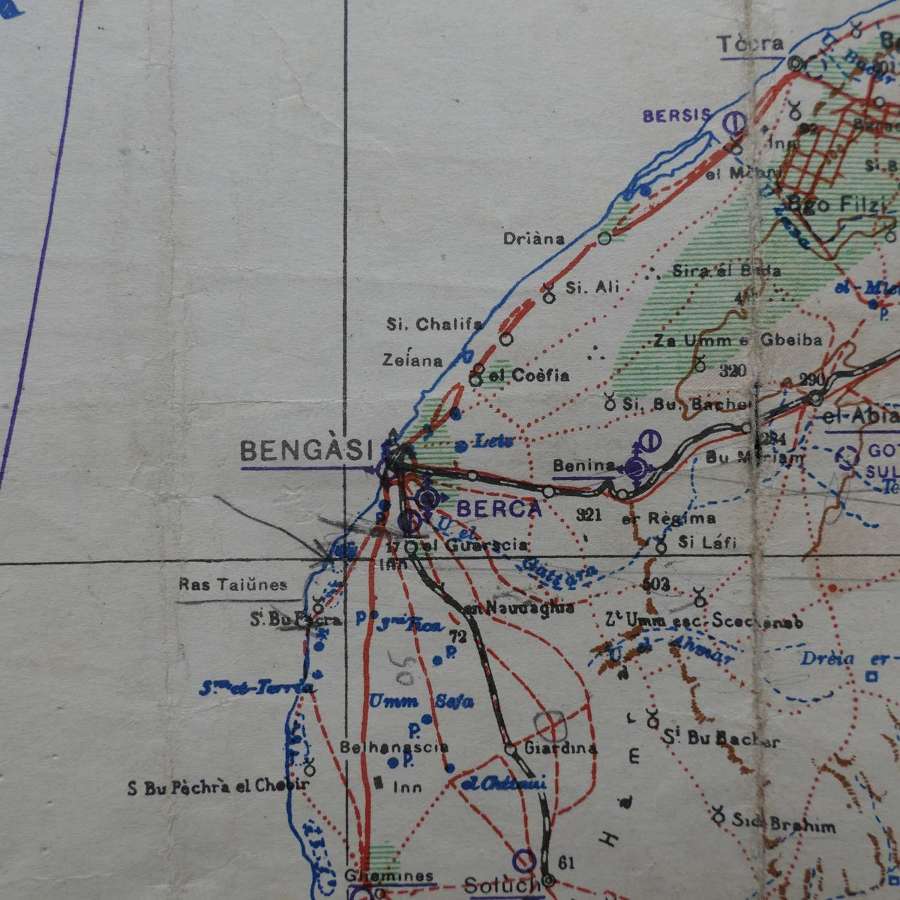 USAAF flight map, Bengasi-Augila