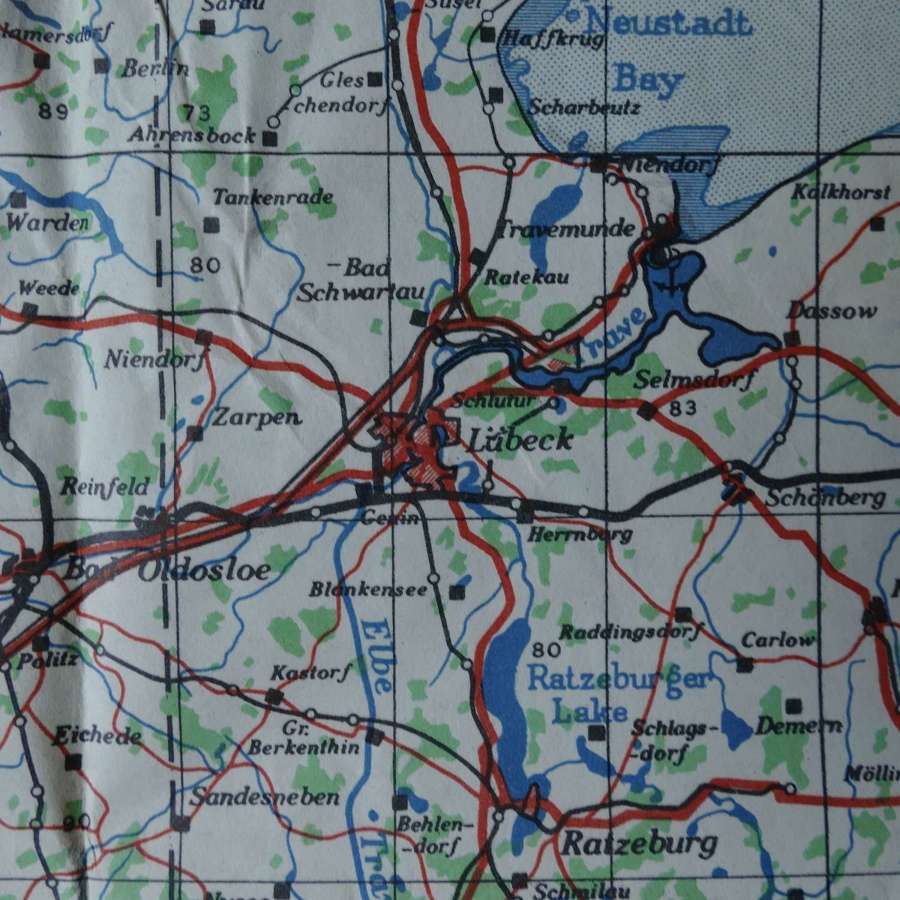 RAF/USAAF flight map, Lubeck, 91st BG